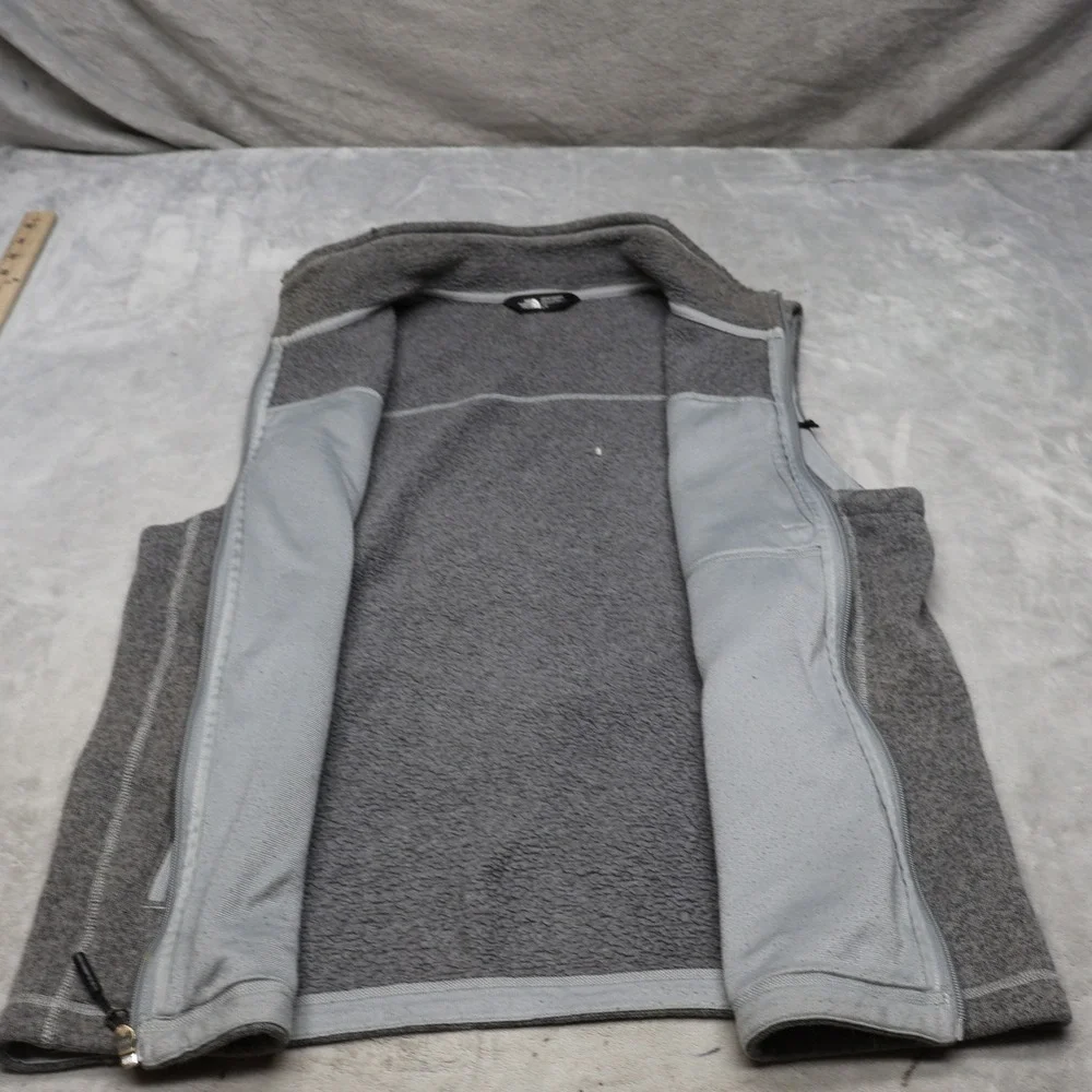 North Face Vest Mens Large Gray Gordon Lyons Knit Fleece Heavyweight Full Zip